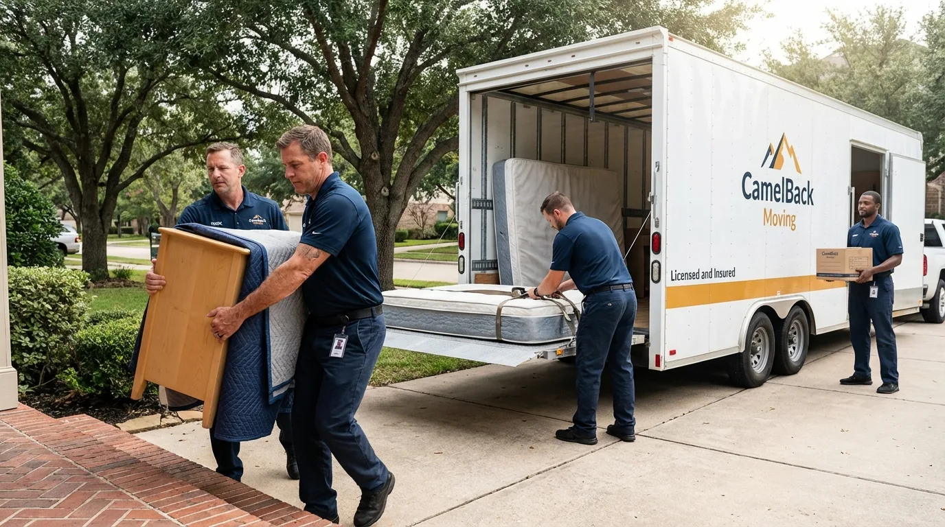 Crew loading residential truck for cross-state move from Jefferson City, MO