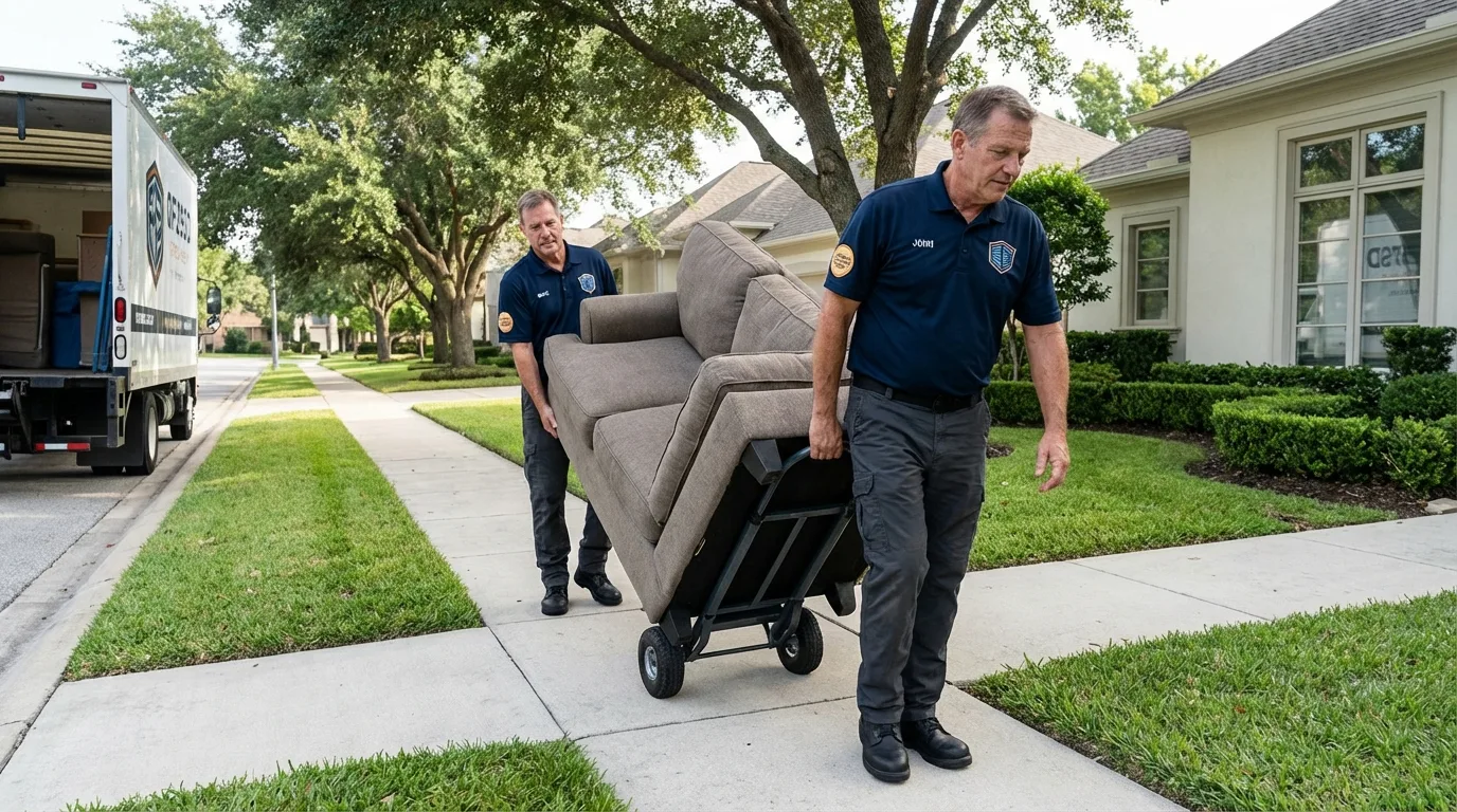 Local residential moving crew loading furniture in Jefferson City, MO
